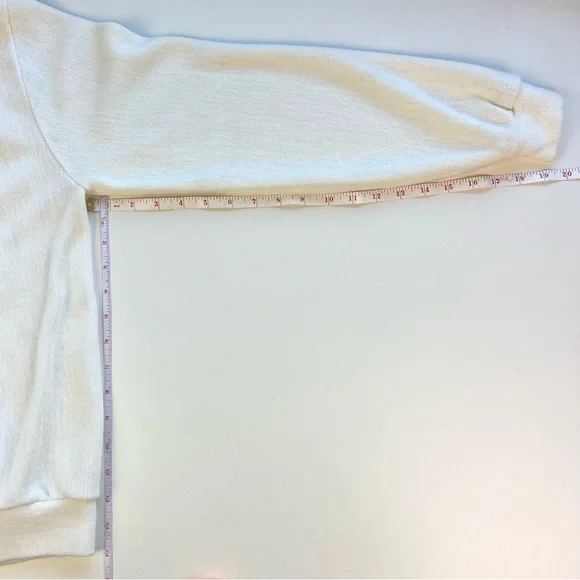 VINTAGE Button Down Cardigan Sweater - Eggshell White by CARMEL Made in USA - Picture 5 of 16